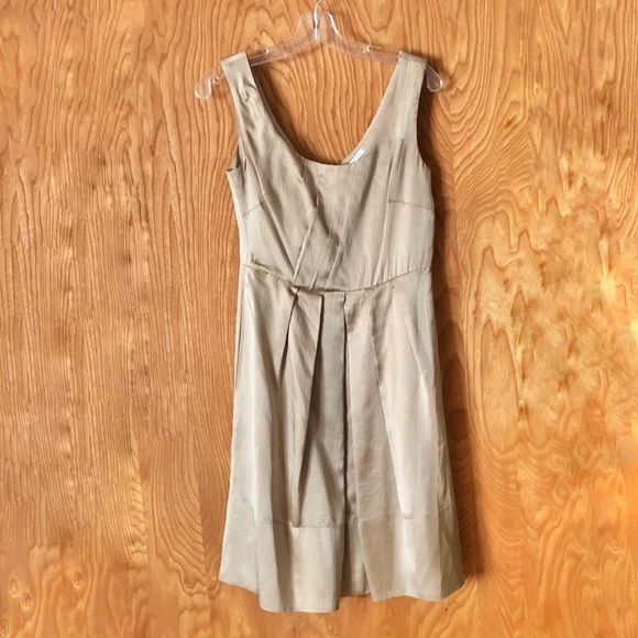 Banana Republic gold silk cocktail dress with pockets, 4 - Picture 2 of 14